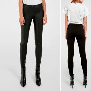 Neiman Marcus • Black Leather Moto Leggings Stretch Waist Size Small